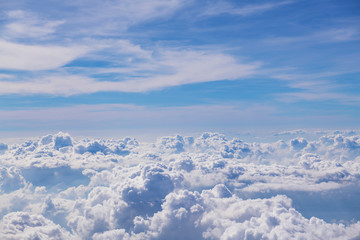 landscape look down from the airplane look see the sky and cloud beautiful