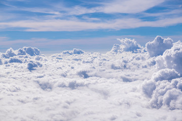 landscape look down from the airplane look see the sky and cloud beautiful