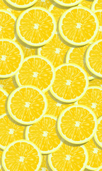 Lemon fruits slice seamless pattern overlapping with shadow. citrus fruits vector illustration.