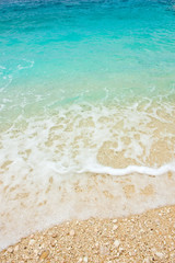 Fototapeta na wymiar Beautiful turquoise sea on the Agiofili beach, Lefkada, Greece