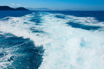 Beautiful sea foam on the Lefkada, Greece.