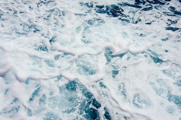 Beautiful sea foam on the Lefkada, Greece.
