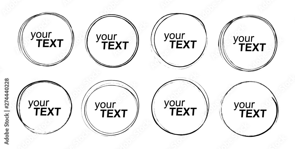 Poster Hand drawn circles sketch frame set. Elements for design. Doodle style.