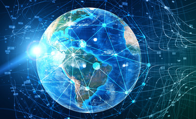 Earth and global digital network concept