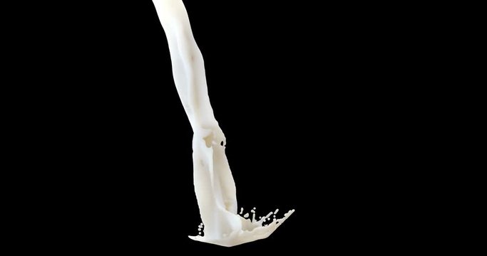 Slow-motion milk dropping and splashing forming a beautiful crown splash