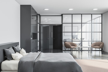 Luxury bedroom interior with home office