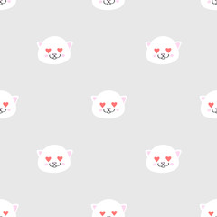 cute cat face seamless pattern