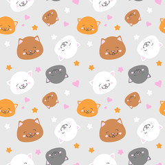 cute cat face seamless pattern