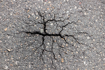 Cracks on the asphalt close-up
