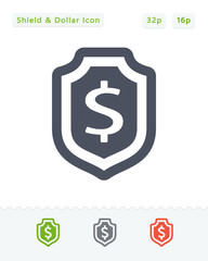 Shield & Dollar Sign - Sticker Icons