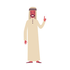 Arab man oriental characters in traditional Muslim clothes.
