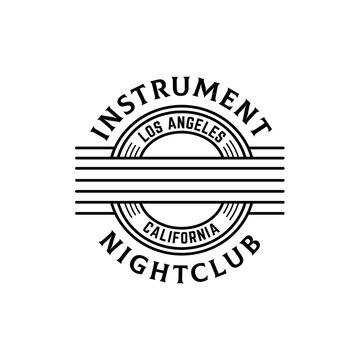 Music nightclub guitar seal line art logo design