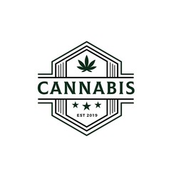 Modern cannabis logo with geometric seal