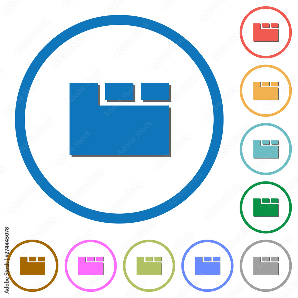 Poster Horizontal tabbed layout active icons with shadows and outlines