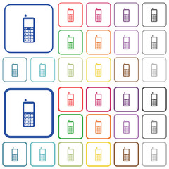 Retro mobile phone outlined flat color icons