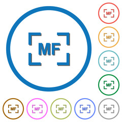 Camera manal focus mode icons with shadows and outlines