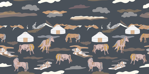 Vector Illustration with horses