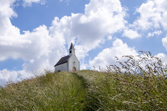 The little white church on the hill in the Hague Netherlands.