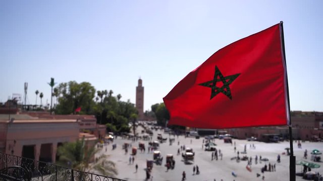 Flags over Jamaa el Fna, Marrakesh, Morocco