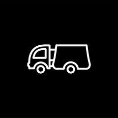 Big Truck Icon On Black Background. Black Flat Style Vector Illustration