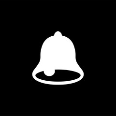 Bell Icon On Black Background. Black Flat Style Vector Illustration