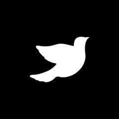 Bird Icon On Black Background. Black Flat Style Vector Illustration