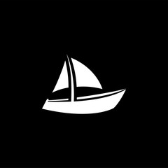 Boat Icon On Black Background. Black Flat Style Vector Illustration