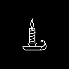 Candle Line Icon On Black Background. Black Flat Style Vector Illustration