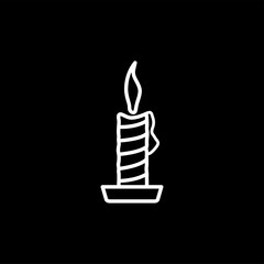 Candle Line Icon On Black Background. Black Flat Style Vector Illustration