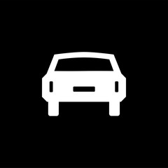 Car Icon On Black Background. Black Flat Style Vector Illustration