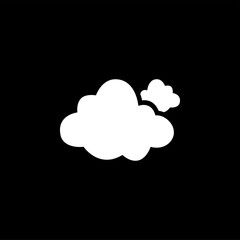 Cloud Icon On Black Background. Black Flat Style Vector Illustration.