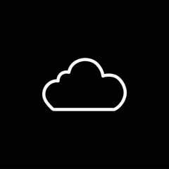 Cloud Line Icon On Black Background. Black Flat Style Vector Illustration.