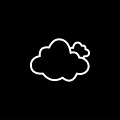 Cloud Line Icon On Black Background. Black Flat Style Vector Illustration.