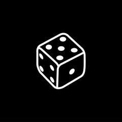 Casino Dice Line Icon On Black Background. Black Flat Style Vector Illustration