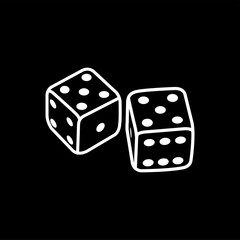 Casino Dice Line Icon On Black Background. Black Flat Style Vector Illustration