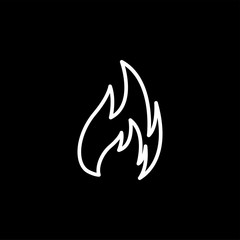Fire Line Icon On Black Background. Black Flat Style Vector Illustration.