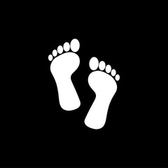Fototapeta na wymiar Footprint Icon On Black Background. Black Flat Style Vector Illustration.
