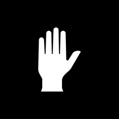 Hand Icon On Black Background. Black Flat Style Vector Illustration.