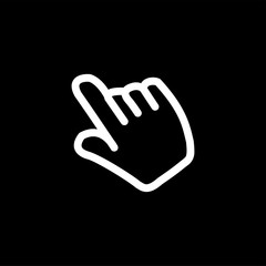 Hand Icon On Black Background. Black Flat Style Vector Illustration.
