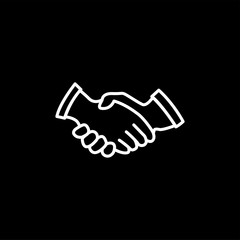 Obraz premium Handshake Line Icon On Black Background. Black Flat Style Vector Illustration.