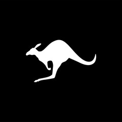 Kangaroo Icon On Black Background. Black Flat Style Vector Illustration.