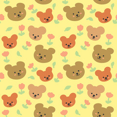 seamless pattern with bear.hand drawn cute teddy bear print, panda cartoon