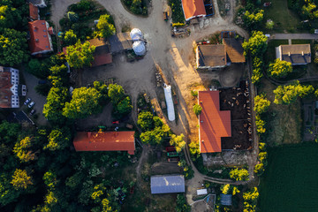Aerial photography of a small farm. Europe.