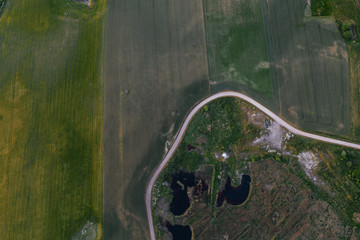 top down view of a rural road. 