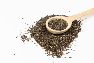 chia seeds in wooden spoon