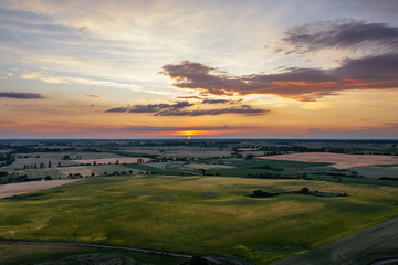 Sun setting over the flat lands of eastern Europe.