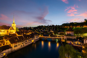 Bern. Image of Bern, capital city of Switzerland, during dramatic sunset.