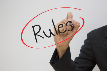 Hand writing rules word on screen