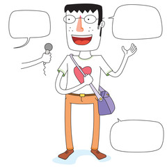 interview with young man with spectacle