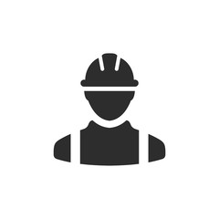 Construction worker icon template black color editable. Construction worker symbol Flat vector sign isolated on white background. Simple logo vector illustration for graphic and web design.